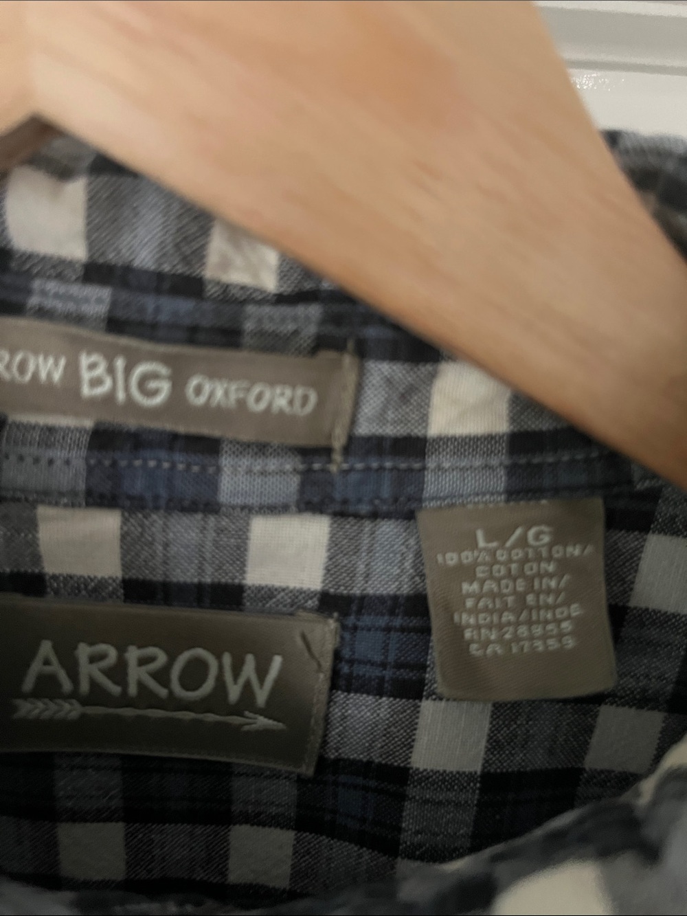 ARROW “The Big Oxford” Long Sleeve Button Down Plaid Tartan Shirt 100% Cotton - Picture 4 of 7